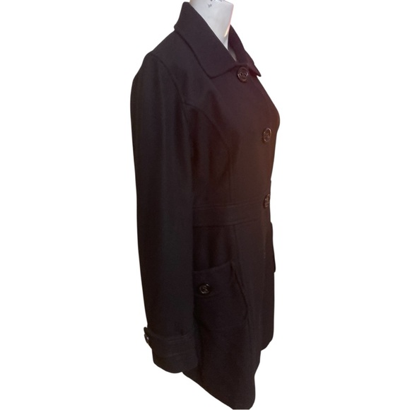 Anthropologie Tulle Black Wool Blend Peacoat Coat for Women size L - Picture 4 of 12